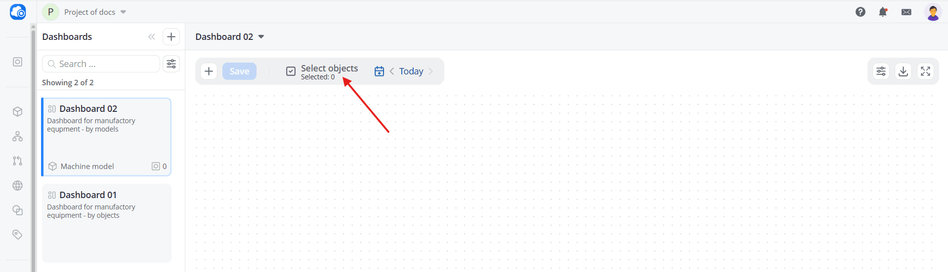 Object selection button