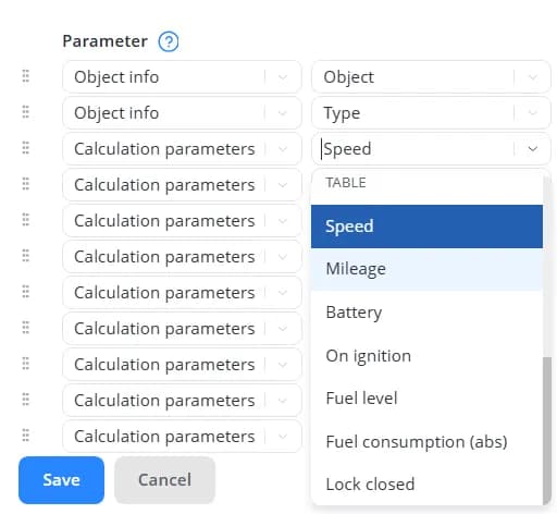 Calculation parameters