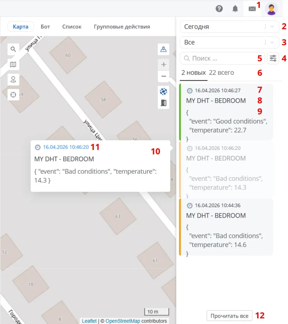 Панель сообщений