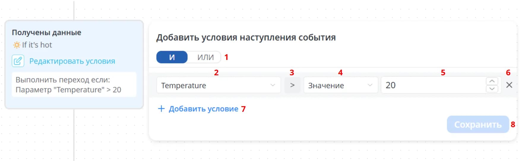 Интерфейс условия