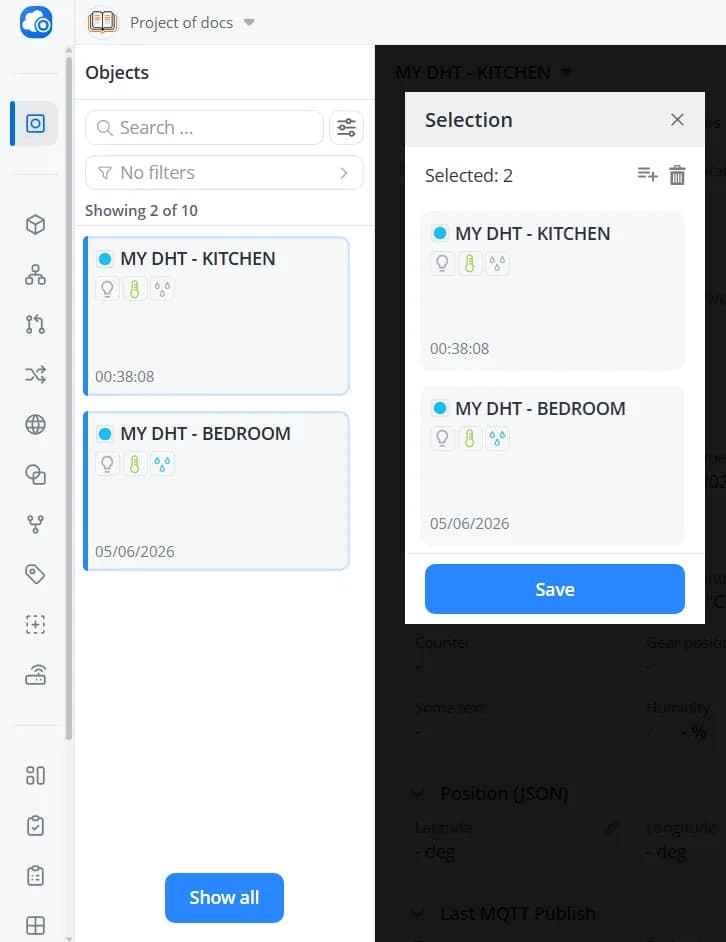 Select objects