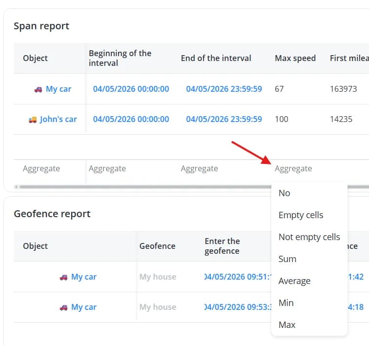 "Aggregate" button for numeric data